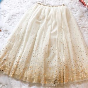 Cat & Jack cream and Gold Midi Skirt